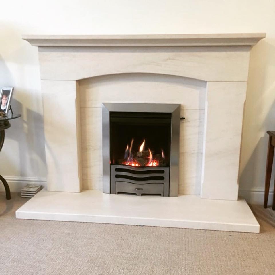 Gazco Logic He Gas Fire With Limestone Fireplace Installed In North Wales