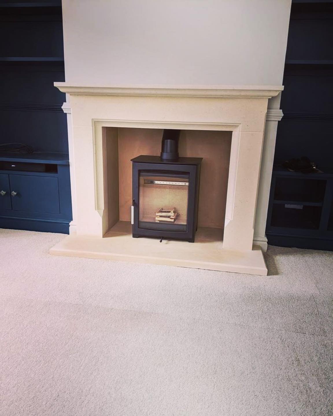 Parkray Aspect 5 Wood Burner With Stone Fireplace Installed In Tarporley